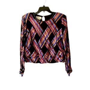 Vintage Gossamer styled by Donald Curtis Metallic Lame Multicolor Black Blouse